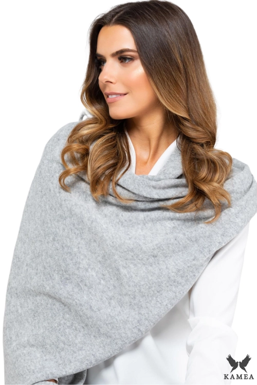 Szalik-01 damski Kamea zimowy, narzutka, 80% wełny, 180 × 65 cm, kolor szary