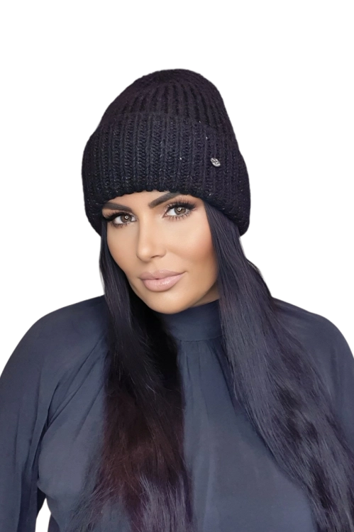 Mohana czapka damska Kamea zimowa, z moherem i wełną, rozmiar uniwersalny 54–60 cm, kolor czarny