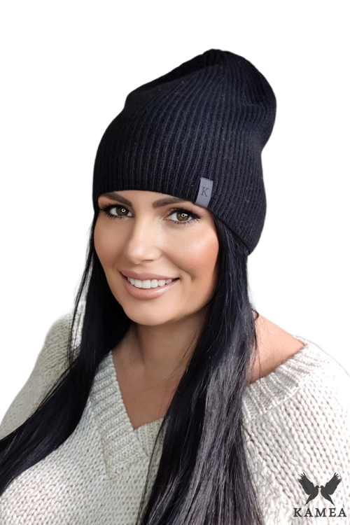 Draco czapka damska Kamea zimowa, 100% wełny, rozmiar uniwersalny 54–60 cm, kolor czarny