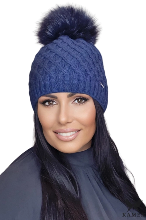 Shakti czapka damska Kamea zimowa, z polarową podszewką, z moherem i wełną, rozmiar uniwersalny 54–60 cm, kolor granatowy