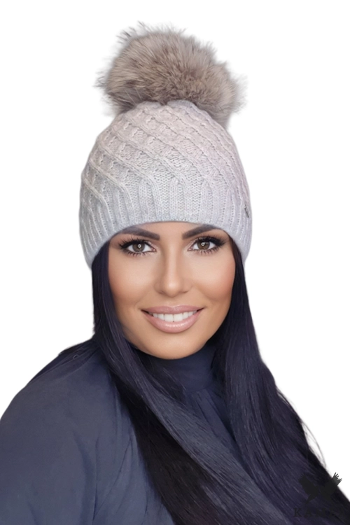 Shakti czapka damska Kamea zimowa, z polarową podszewką, z moherem i wełną, rozmiar uniwersalny 54–60 cm, kolor jasny beżowy