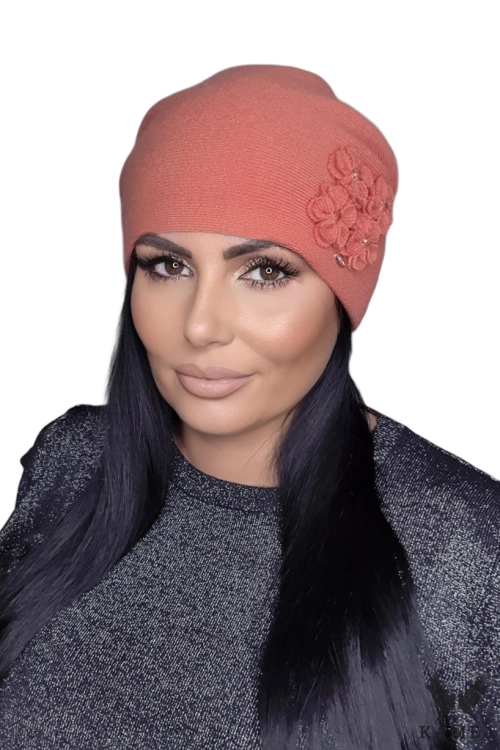 Andrea czapka damska Kamea zimowa, 100% wełny, rozmiar uniwersalny 54–60 cm, kolor rudy