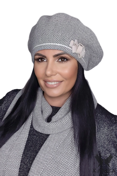 Helena beret damski Kamea zimowy, z alpaką, wełną i wiskozą, rozmiar uniwersalny 54–60 cm, kolor beżowy