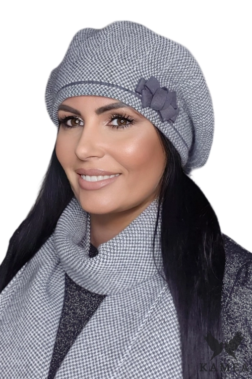 Helena beret damski Kamea zimowy, z alpaką, wełną i wiskozą, rozmiar uniwersalny 54–60 cm, kolor grafitowy