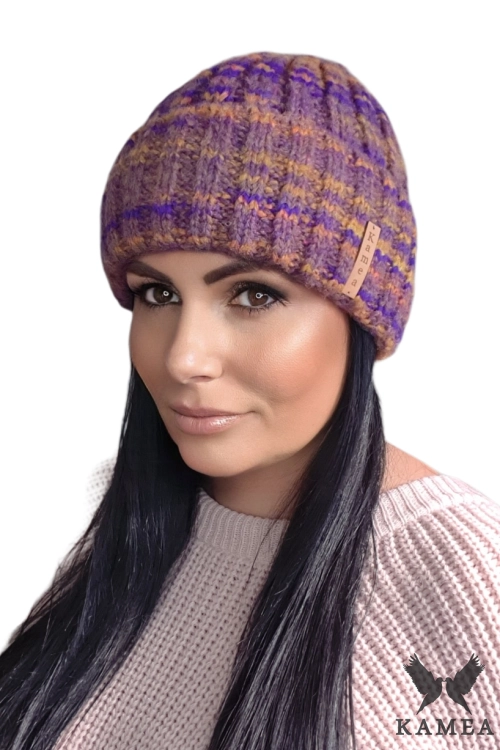 Hera czapka damska Kamea zimowa, z wełną, rozmiar uniwersalny 54–60 cm, kolor fioletowy
