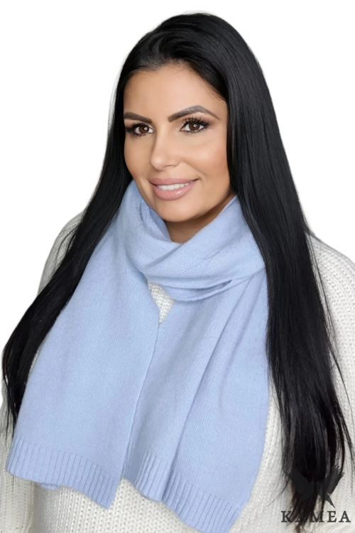 Szalik-02 damski Kamea zimowy, 80% wełny, 160 × 25 cm, kolor błękitny