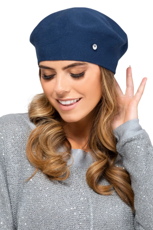 Nashville beret damski Kamea zimowy, 97% wiskozy, rozmiar uniwersalny 54–60 cm, kolor granatowy
