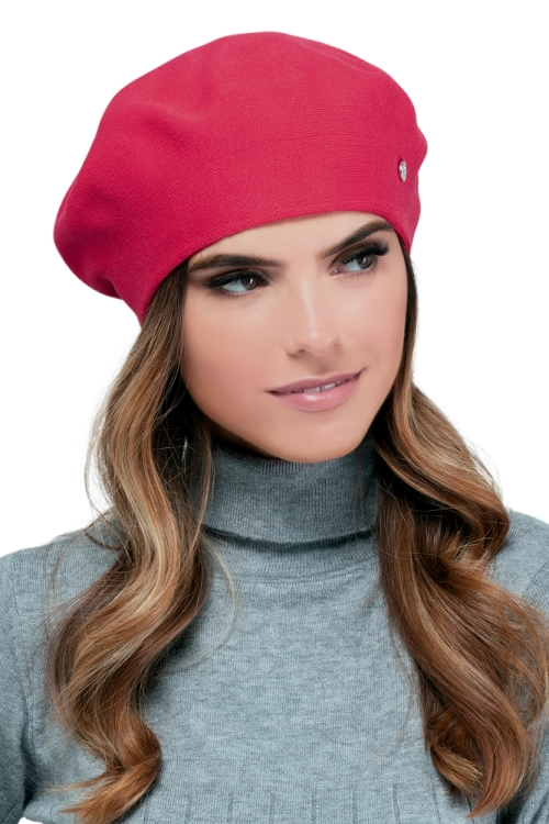 Nashville beret damski Kamea zimowy, 97% wiskozy, rozmiar uniwersalny 54–60 cm, kolor czerwony