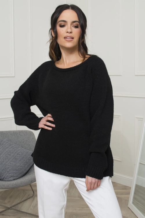 Mirra sweter damski Kamea, z wełną merino, rozmiar uniwersalny, kolor czarny