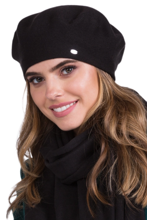 Inezz beret damski Kamea zimowy, z wełną i wiskozą, rozmiar uniwersalny 54–60 cm, kolor czarny