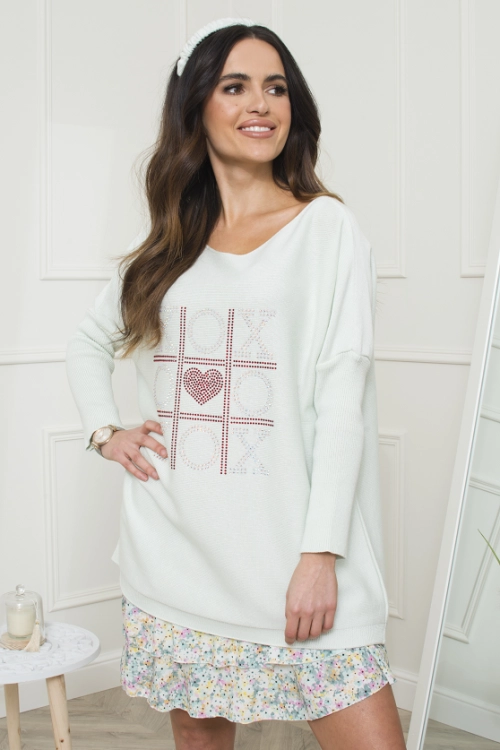 Sw-Xoxo sweter damski Kamea, 50% bawełny, rozmiar uniwersalny, kolor pistacjowy