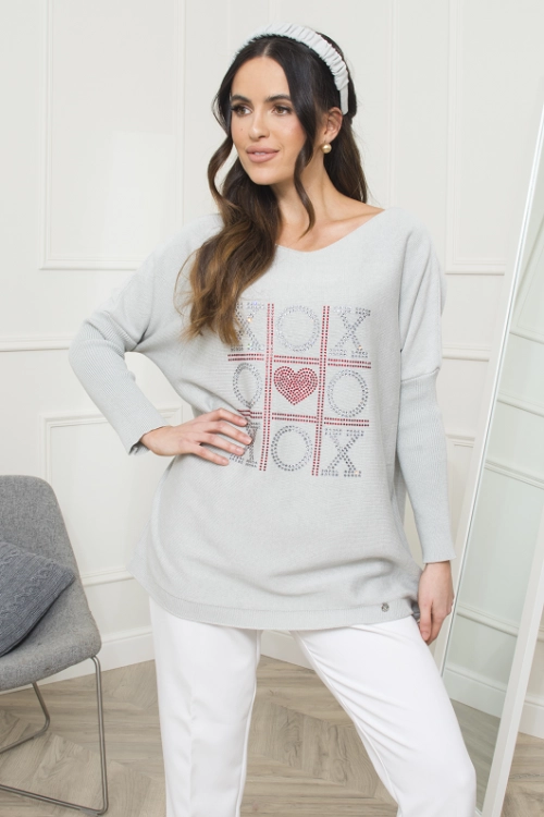 Sw-Xoxo sweter damski Kamea, 50% bawełny, rozmiar uniwersalny, kolor szary