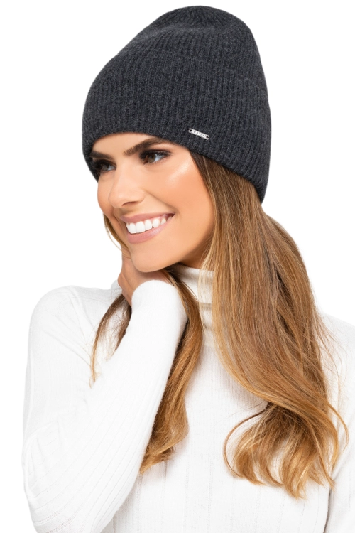 Modesto czapka damska z kaszmirem Kamea zimowa, 80% wełny delikatnej merino, rozmiar uniwersalny 54–60 cm, kolor grafitowy