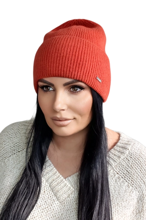 Modesto czapka damska z kaszmirem Kamea zimowa, 80% wełny delikatnej merino, rozmiar uniwersalny 54–60 cm, kolor rudy