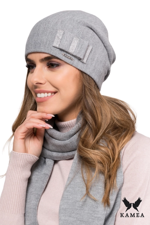 Koko czapka damska Kamea zimowa, 100% akrylu, rozmiar uniwersalny 54–60 cm, kolor szary