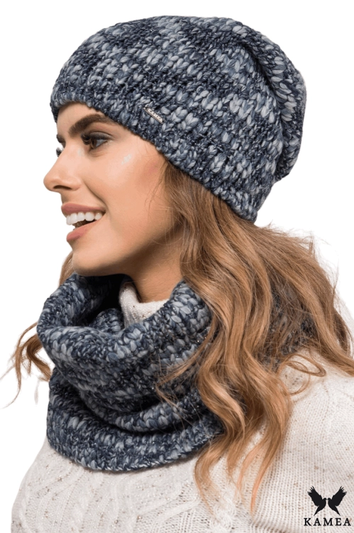 Morelino czapka damska Kamea zimowa, z polarową podszewką, z alpaką i wełną, rozmiar uniwersalny 54–60 cm, kolor jeansowy