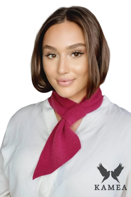 Szalik-08 damski Kamea zimowy, 80% wełny, 110 × 10 cm, kolor fuksja