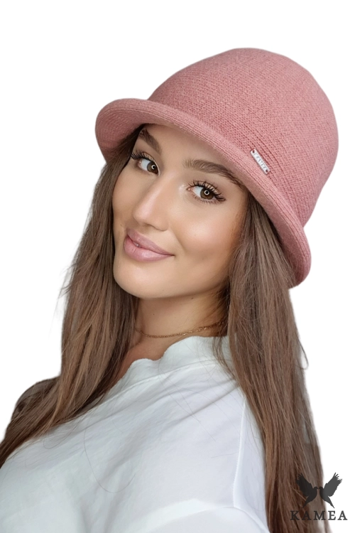 Munira kapelusz damski Kamea zimowy, z alpaką, wełną i wiskozą, rozmiar uniwersalny 54–60 cm, kolor koralowy