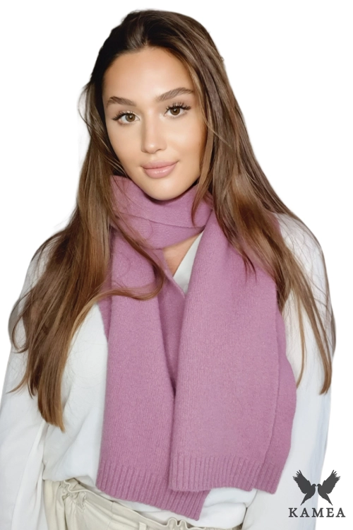 Szalik-02 damski Kamea zimowy, 80% wełny, 160 × 25 cm, kolor liliowy