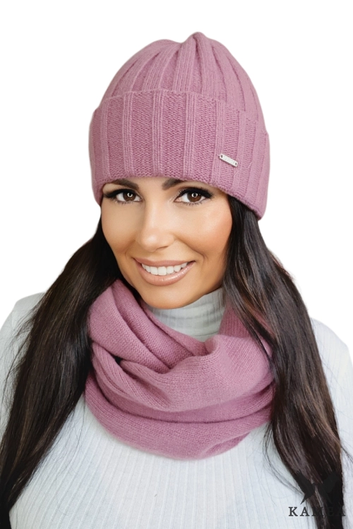 Tahira czapka damska Kamea zimowa, 80% wełny, rozmiar uniwersalny 54–60 cm, kolor liliowy
