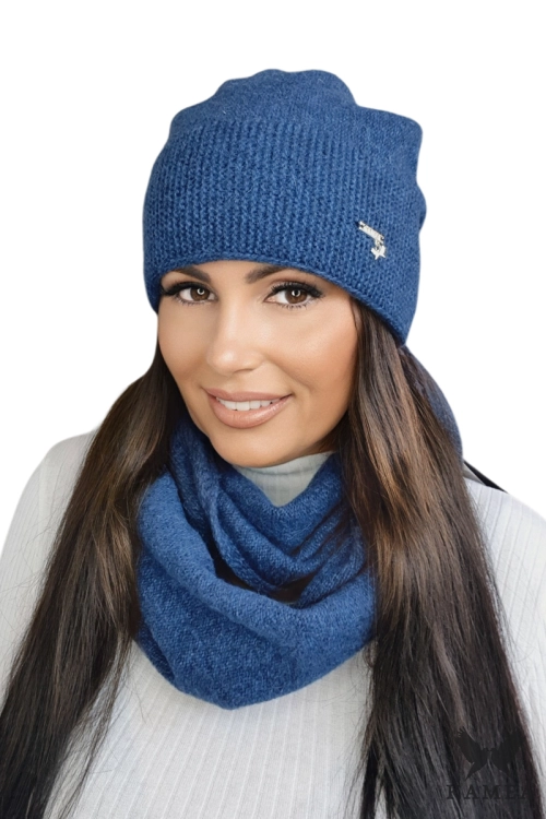 Pene czapka damska Kamea zimowa, 80% wełny, rozmiar uniwersalny 54–60 cm, kolor granatowy