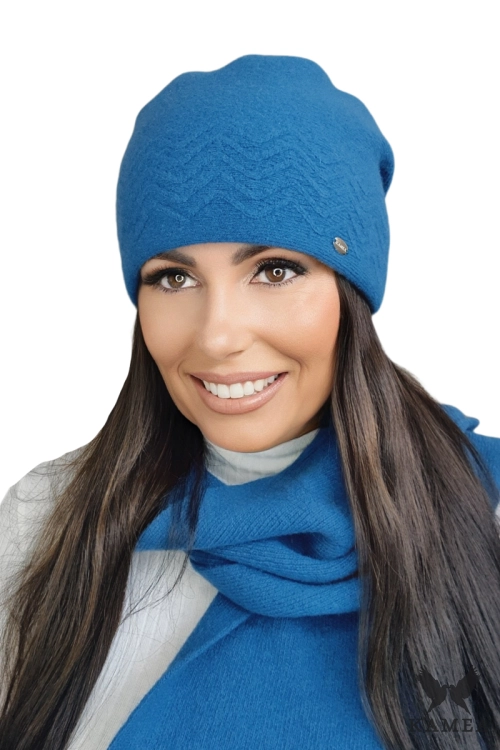 Hana czapka damska Kamea zimowa, 80% wełny, rozmiar uniwersalny 54–60 cm, kolor turkusowy