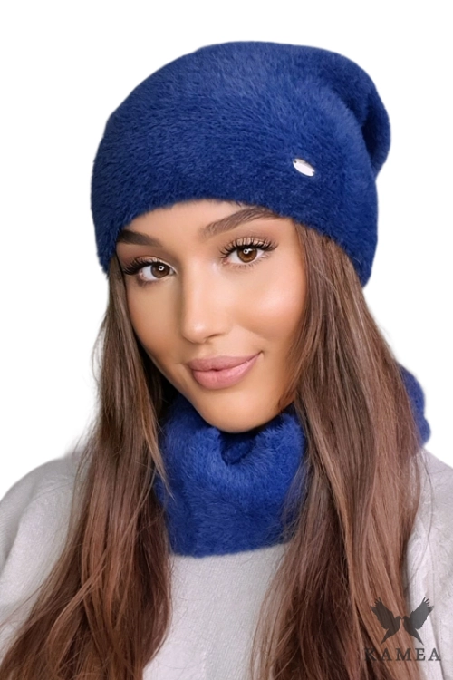 Iryda czapka damska Kamea zimowa, 100% poliamidu, rozmiar uniwersalny 54–60 cm, kolor granatowy