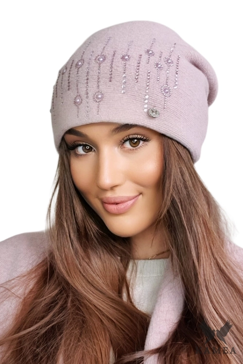 Eleni czapka damska Kamea zimowa, 80% wełny, rozmiar uniwersalny 54–60 cm, kolor różowy