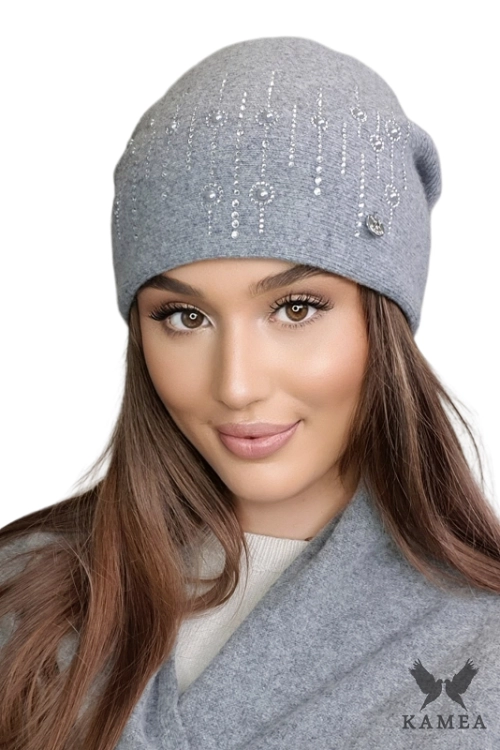 Eleni czapka damska Kamea zimowa, 80% wełny, rozmiar uniwersalny 54–60 cm, kolor szary