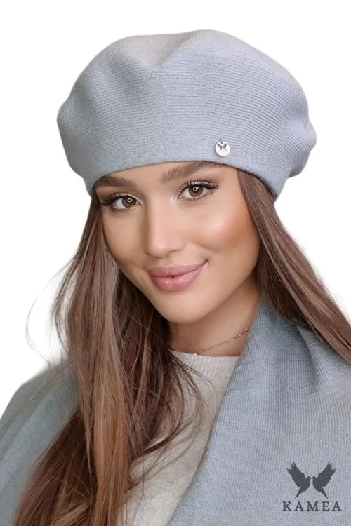 Afrah beret damski Kamea zimowy, z wełną i wiskozą, rozmiar uniwersalny 54–60 cm, kolor szary