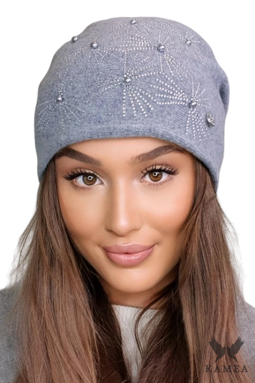 Huma czapka damska Kamea zimowa, 80% wełny, rozmiar uniwersalny 54–60 cm, kolor szary