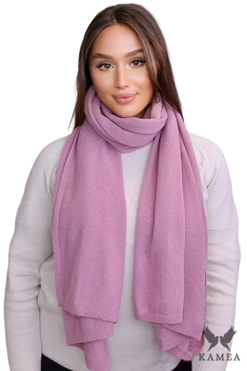 Szalik-01 damski Kamea zimowy, 80% wełny, narzutka, 180 × 65 cm, kolor ciemny orchideowy