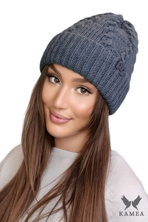 Stella czapka damska Kamea zimowa, z wełną, rozmiar uniwersalny 54–60 cm, kolor grafitowy