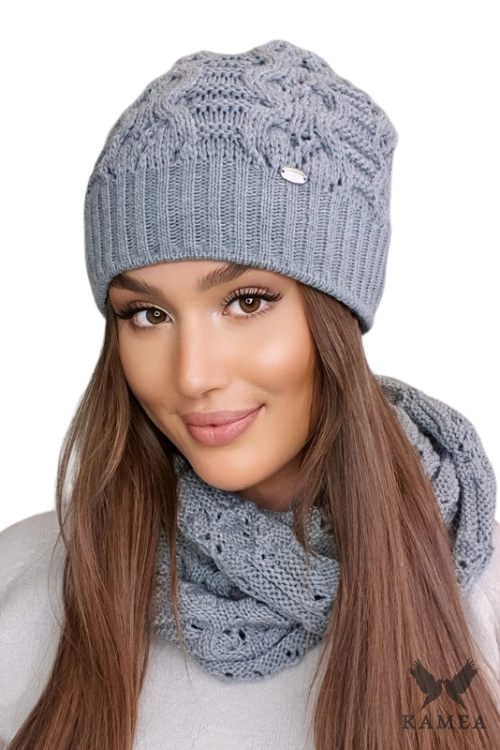 Kamila czapka damska Kamea zimowa, z wełną, rozmiar uniwersalny 54–60 cm, kolor szary