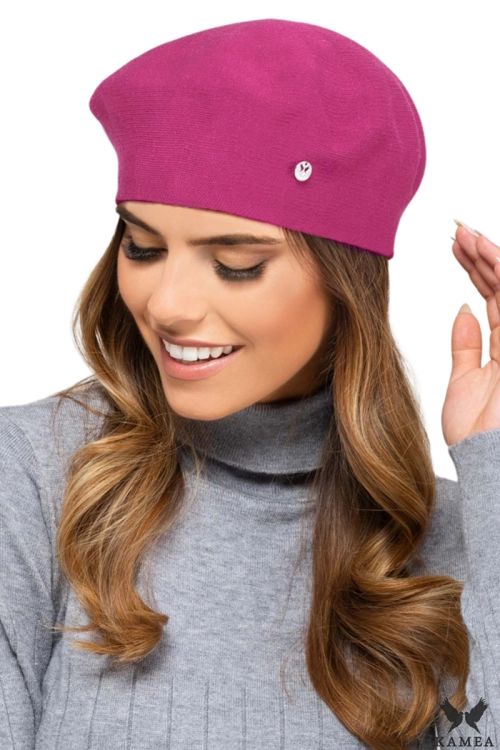 Nashville beret damski Kamea zimowy, 97% wiskozy, rozmiar uniwersalny 54–60 cm, kolor fuksja