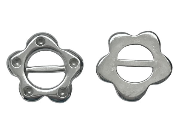 Klamerka kwiat metalowa mała, 2 cm, kolor srebrny
