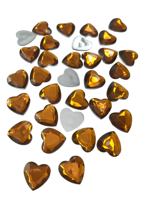 Kryształki dżety serduszka pomarańczowe, 1,5 cm, 100 szt.