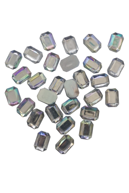 Kryształki dżety ośmiokąty srebrne multi, 1,8 cm, 100 szt.