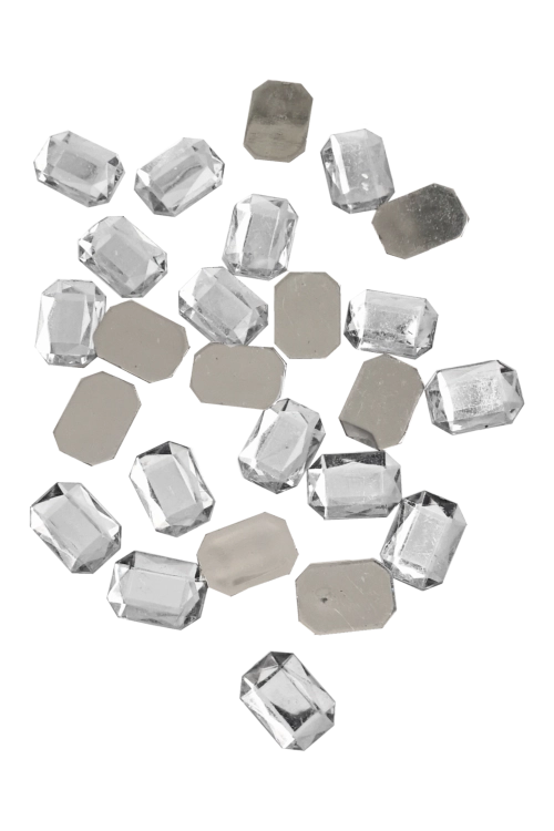 Kryształki dżety ośmiokąty srebrne, 1,8 cm, 100 szt.