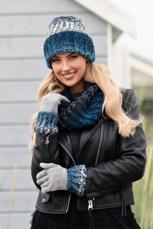 Blues czapka damska Kamea zimowa, z alpaką i wełną, rozmiar uniwersalny 54–60 cm, kolor turkusowy