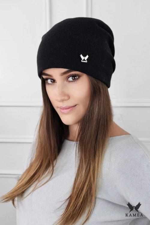 Lily czapka damska Kamea zimowa, z logo, 80% wełny, rozmiar uniwersalny 54–60 cm, kolor czarny