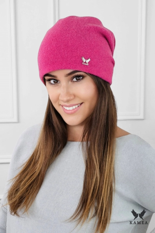 Lily czapka damska Kamea zimowa, z logo, 80% wełny, rozmiar uniwersalny 54–60 cm, kolor malinowy