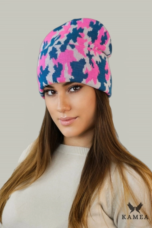 Ventura czapka unisex Kamea zimowa, moro, z wełną, rozmiar uniwersalny 54–60 cm, kolor turkusowy