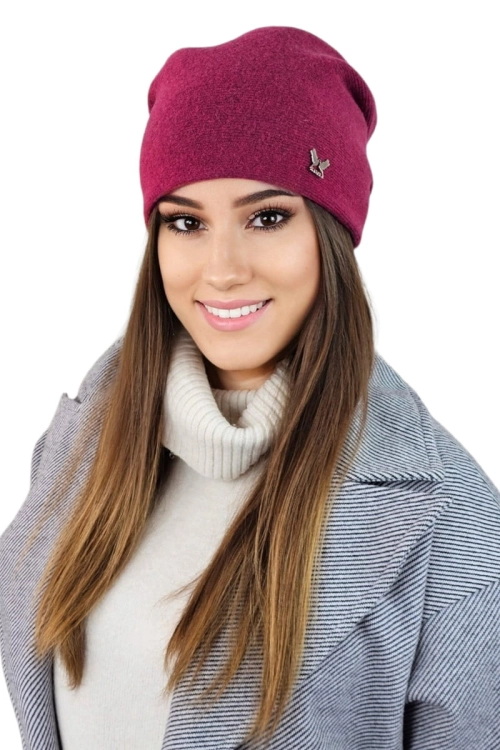 Lily czapka damska Kamea zimowa, z logo, 80% wełny, rozmiar uniwersalny 54–60 cm, kolor fuksja