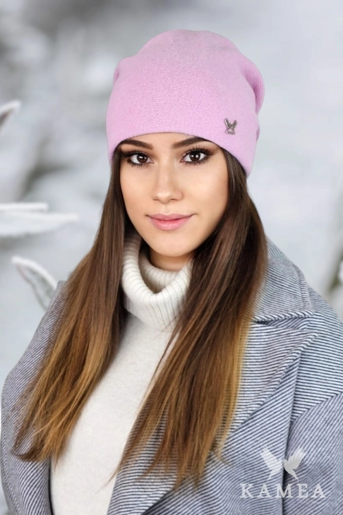 Lily czapka damska Kamea zimowa, z logo, 80% wełny, rozmiar uniwersalny 54–60 cm, kolor różowy