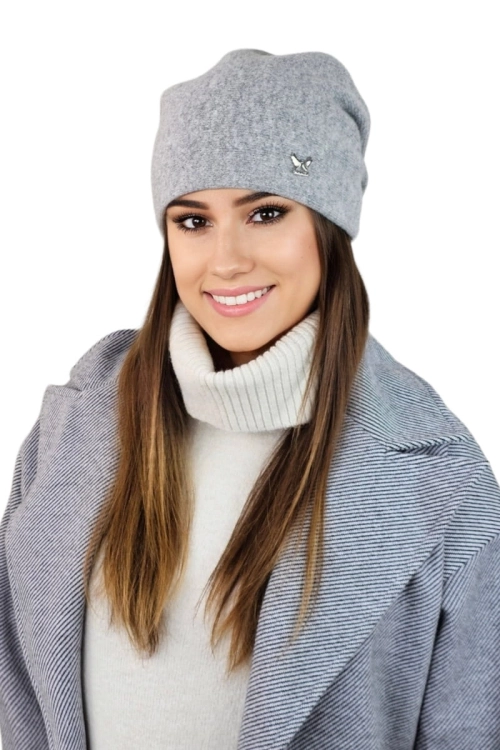 Lily czapka damska Kamea zimowa, z logo, 80% wełny, rozmiar uniwersalny 54–60 cm, kolor szary