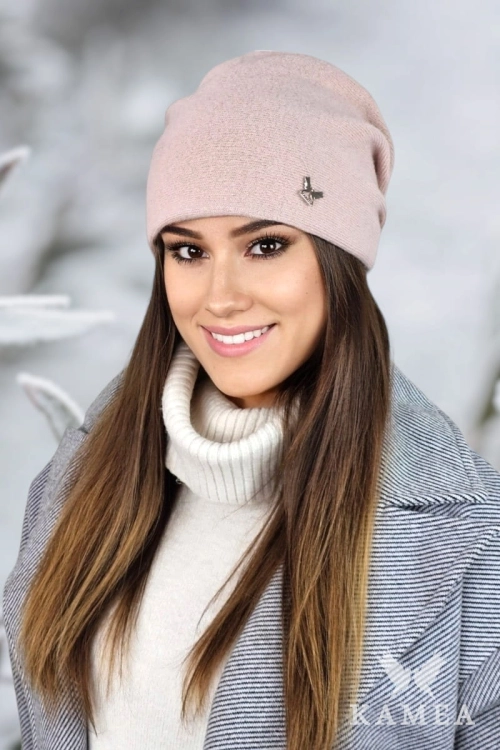 Lily czapka damska Kamea zimowa, z logo, 80% wełny, rozmiar uniwersalny 54–60 cm, kolor różowy