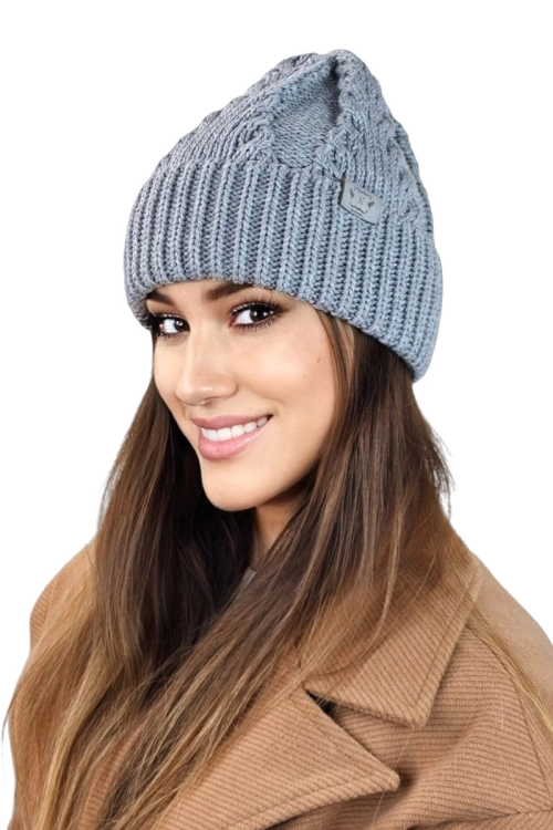 Stella czapka damska Kamea zimowa, z wełną, rozmiar uniwersalny 54–60 cm, kolor szary
