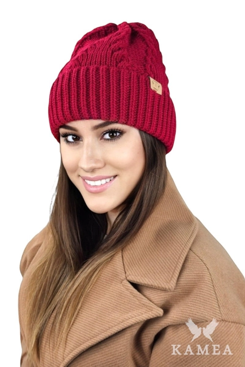 Stella czapka damska Kamea zimowa, z wełną, rozmiar uniwersalny 54–60 cm, kolor czerwony