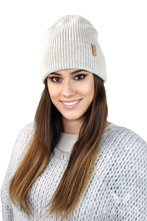 Malibu czapka damska Kamea zimowa, prążkowany splot, z kaszmirem, wełną merino i wiskozą, rozmiar uniwersalny 54–60 cm, kolor beżowy